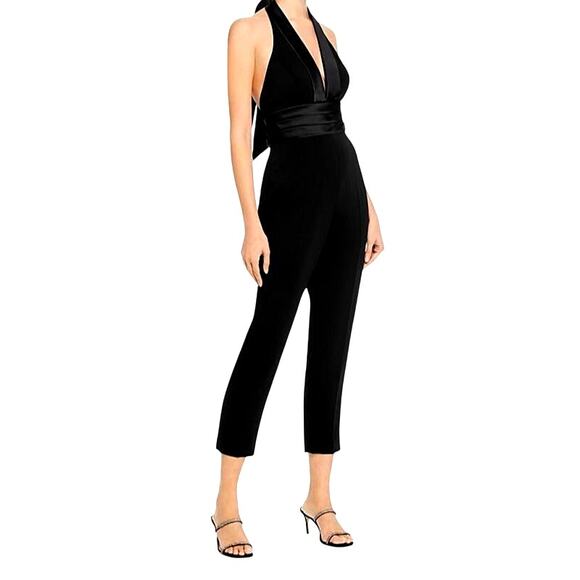 Jay Godfrey-NWT- Black Sleeveless V-Neck Tapered Tuxedo Jumpsuit $375 Sz:6,8&10 - Picture 1 of 7